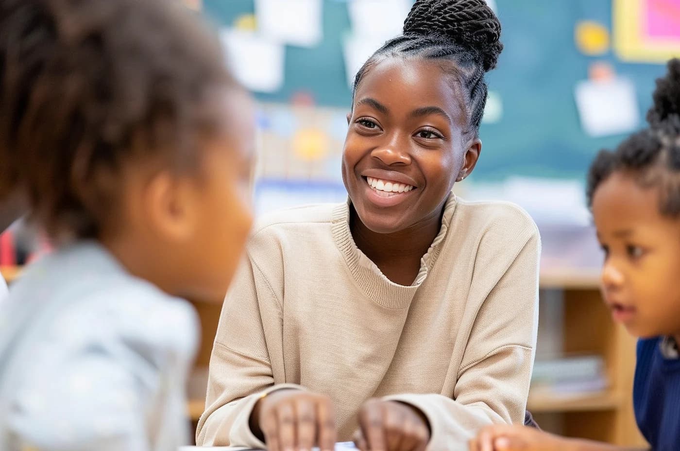 Students and tutors collaborating during a lesson
